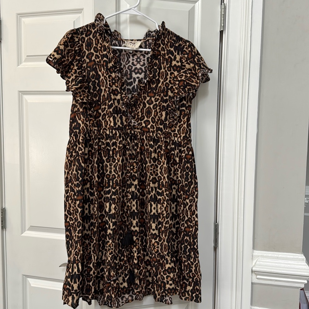 Figue leopard cotton ruffle dress